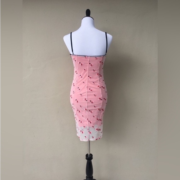 GUESS Michaela Pink Cherry Blossom Mesh Overlay Dress - Picture 9 of 10